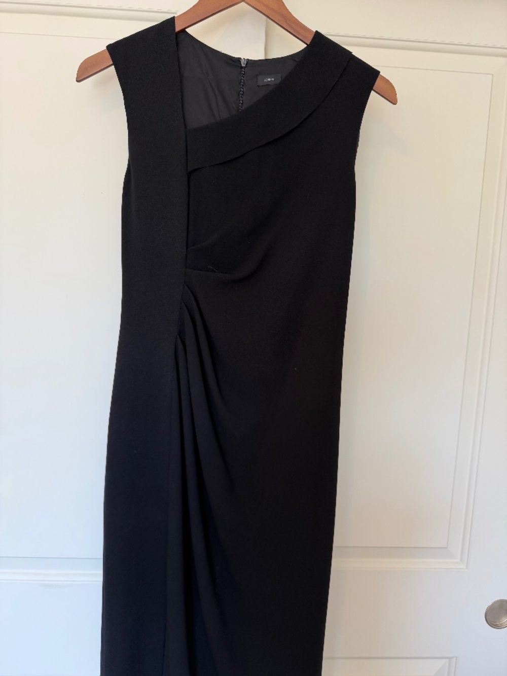 JOSEPH Black Asymmetric Draped Midi Dress FR 38 US 6